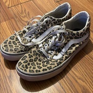 Vans Leopard Print Old Skool Sneakers - beige/white/black